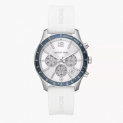  Shop Authentic Michael Kors Berkley Chronograph Silver Dial White Rubber Strap Watch For Women  - MKO1040 - Luxxuri