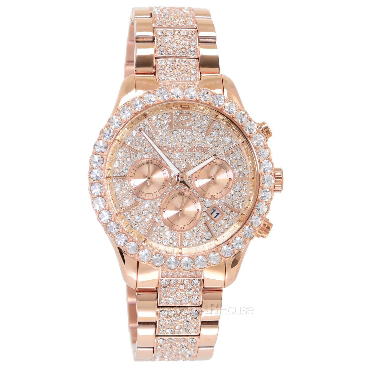  Shop Authentic Michael Kors Layton Chronograph Rose Gold Dial Rose Gold Steel Strap Watch For Women - MK7285 - Luxxuri
