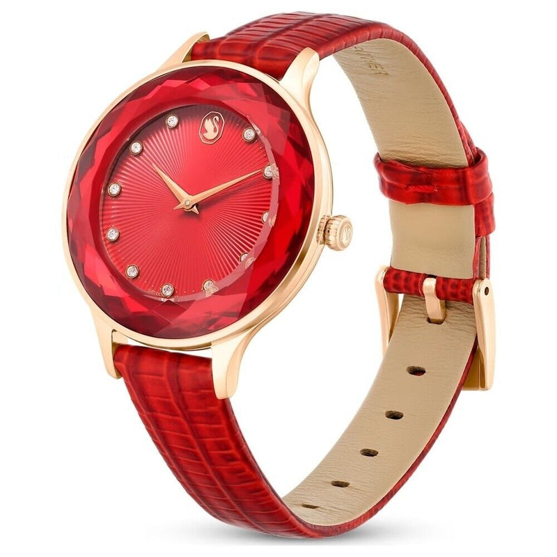  Shop Authentic Swarovski Octea Nova Quartz Red Dial Red Leather Strap Watch for Women - 5650002 - Luxxuri