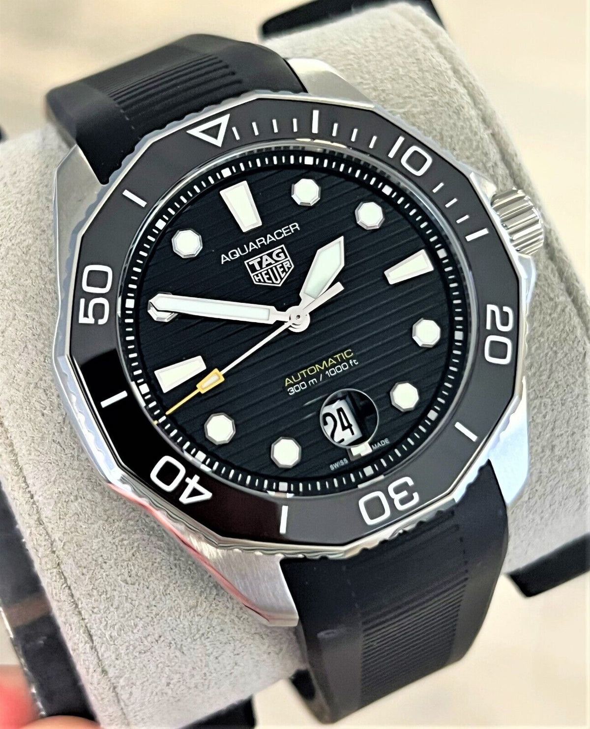  Shop Authentic Tag Heuer Aquaracer Professional 300 Automatic Black Dial Black Rubber Strap Watch for Men - WBP201A.FT6197 - Luxxuri