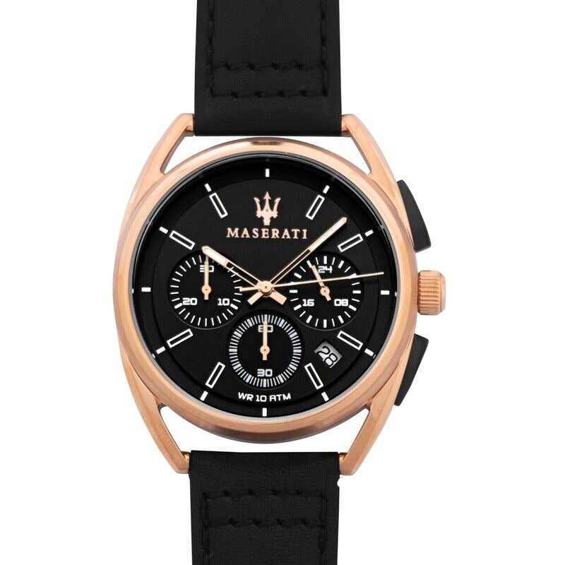  Shop Authentic Maserati Trimarano Chronograph Black Dial Leather Strap Watch For Men - R8871632002 - Luxxuri