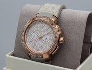  Shop Authentic Michael Kors Sidney Chronograph White Dial Beige Leather Strap Watch For Women - MK6949 - Luxxuri