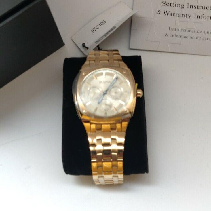  Shop Authentic Bulova Multifunction White Dial Gold Steel Strap Watch for Men - 97C105 - Luxxuri