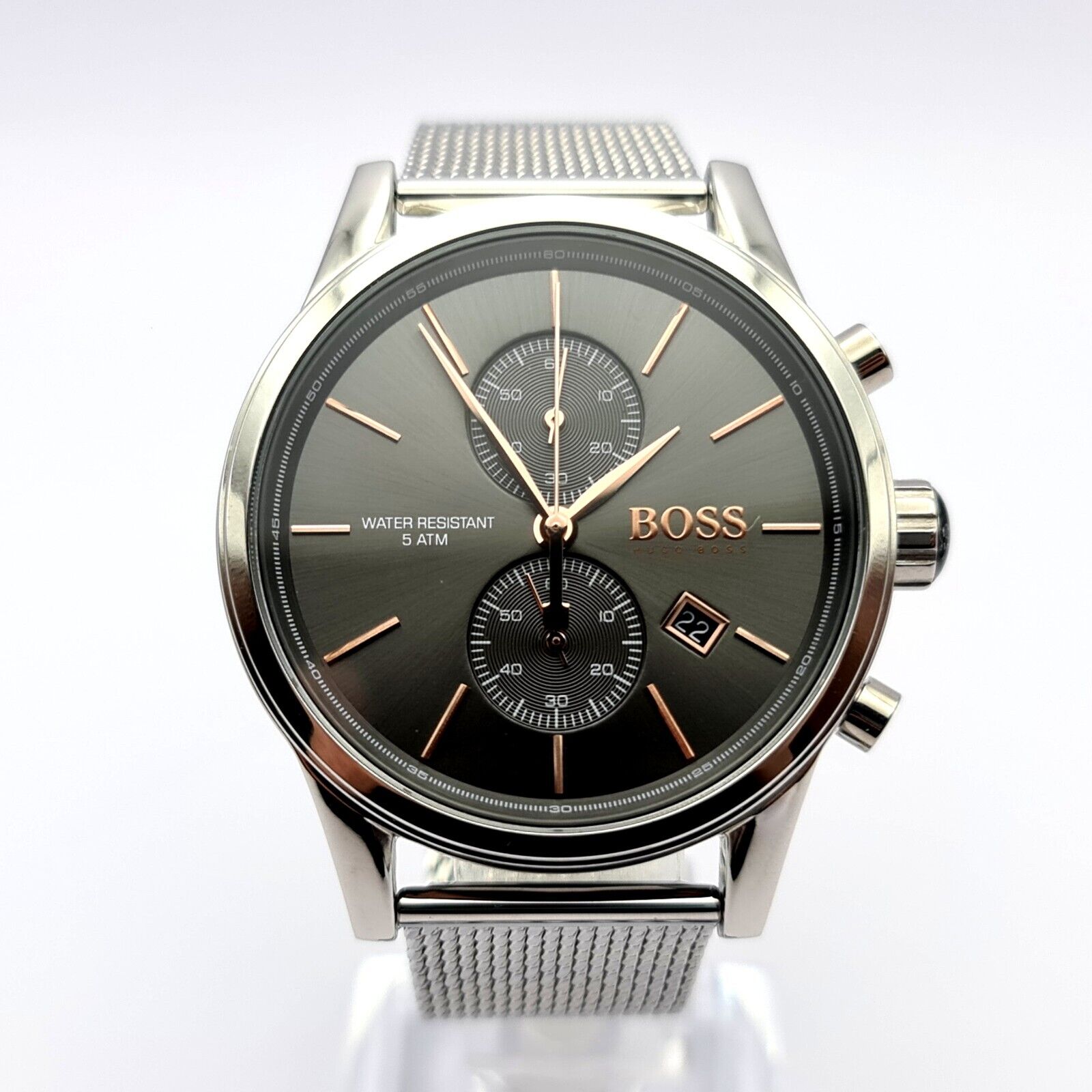  Shop Authentic Hugo Boss Jet Chronograph Grey Dial Silver Mesh Bracelet Watch for Men - 1513440 - Luxxuri