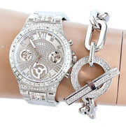  Shop Authentic Guess Moonlight Multi Function Diamonds Silver Dial Silver Steel Strap Watch for Women - GW0320L1 - Luxxuri