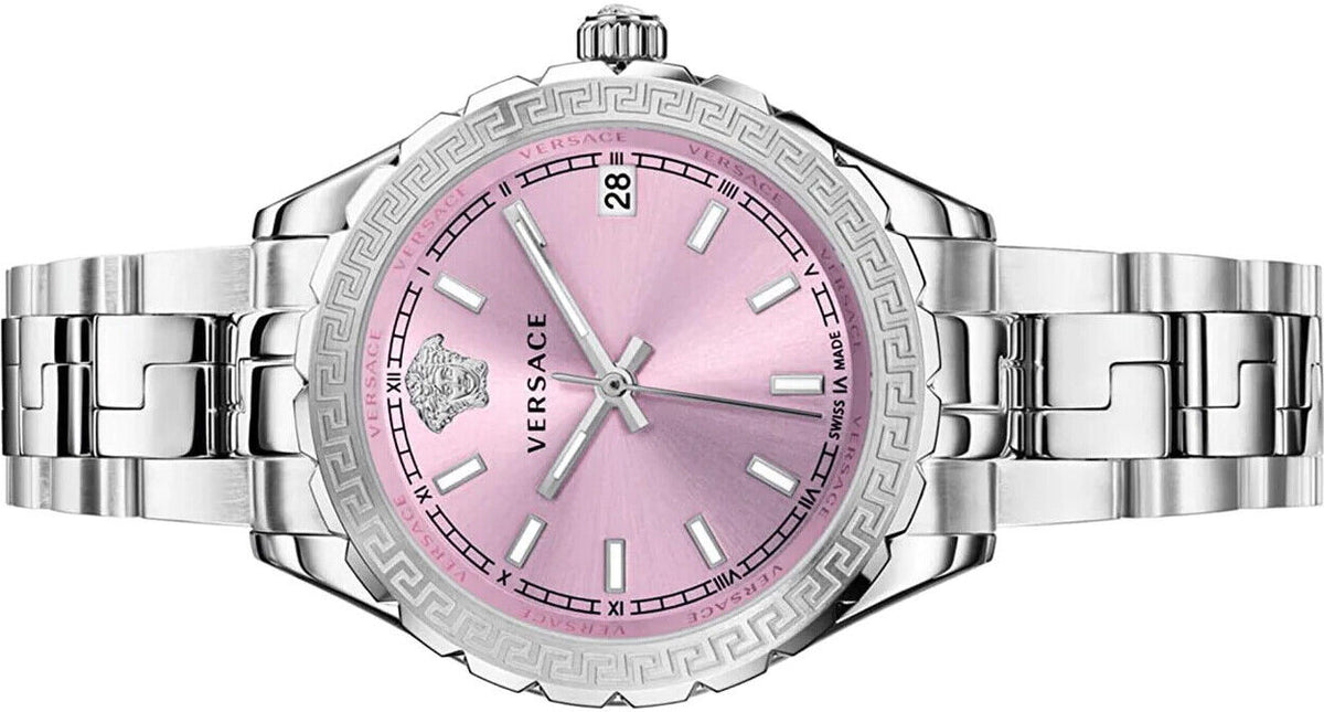  Shop Authentic Versace Hellenyium Pink Dial Silver Steel Strap Watch for Women - V12010015 - Luxxuri