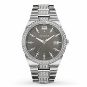  Shop Authentic Bulova Crystal Collection Brown Dial Silver Steel Strap Watch for Men - 96B221 - Luxxuri
