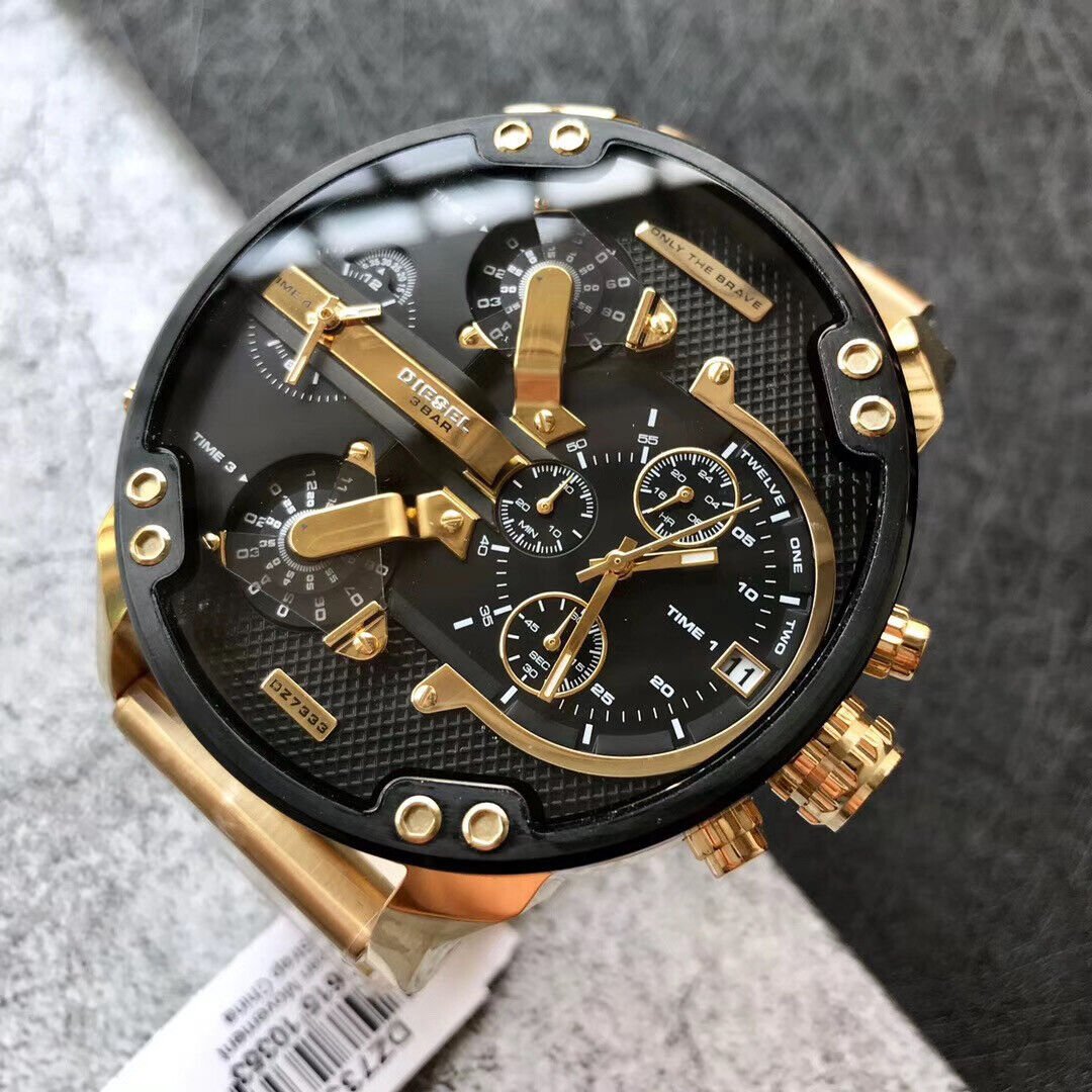  Shop Authentic Diesel Mr Daddy 2.0 Black Dial Gold Stainless Steel Watch For Men - DZ7333 - Luxxuri