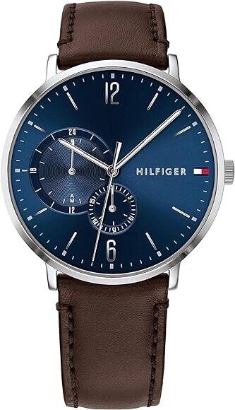  Shop Authentic Tommy Hilfiger Cooper Blue Dial Brown Leather Strap Watch for Men - 1791508 - Luxxuri