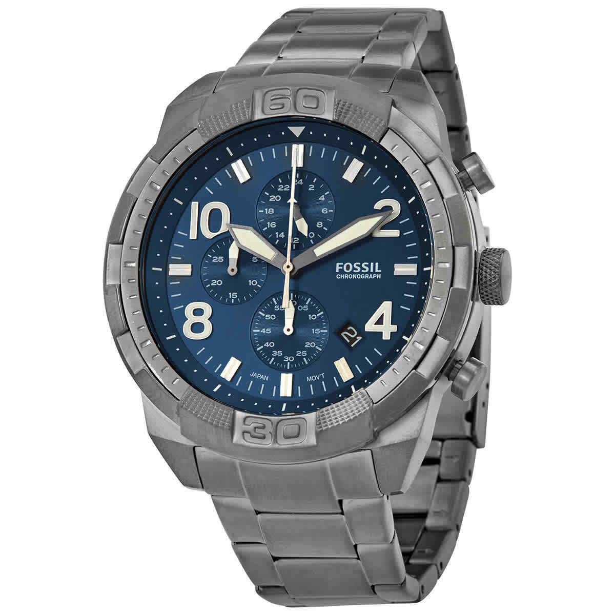  Shop Authentic Fossil Bronson Chronograph Blue Dial Grey Steel Strap Watch for Men - FS5711 - Luxxuri