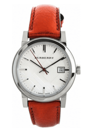  Shop Authentic Burberry The City Silver Dial Orange Leather Strap Watch for Women - BU9121 - Luxxuri
