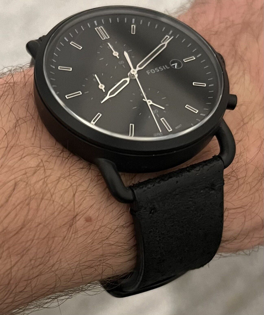  Shop Authentic Fossil Commuter Black Dial Black Leather Strap Watch for for Men - FS5504 - Luxxuri
