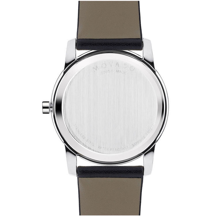  Shop Authentic Movado Museum Black Dial Black Leather Strap Watch For Men - 606502 - Luxxuri