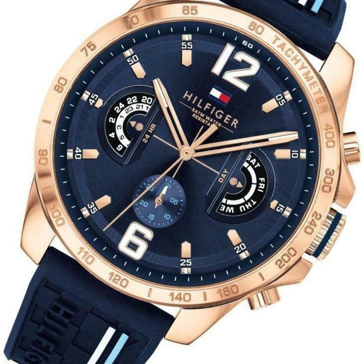  Shop Authentic Tommy Hilfiger Decker Multifunction Blue Dial Blue Rubber Strap Watch for Men - 1791474 - Luxxuri