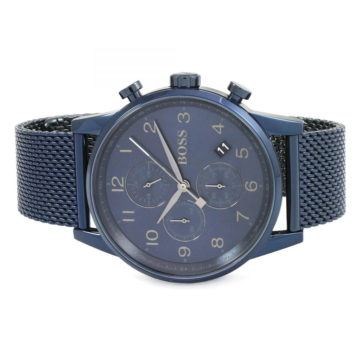  Shop Authentic Hugo Boss Navigator Chronograph Blue Dial Blue Mesh Bracelet Watch for Men - 1513538 - Luxxuri