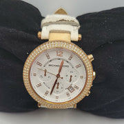  Shop Authentic Michael Kors Parker White Diamonds Dial White Leather Strap Watch for Women - MK2281 - Luxxuri