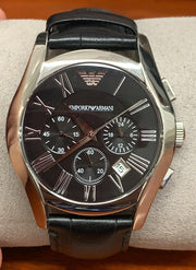  Shop Authentic Emporio Armani Valente Chronograph Black Dial Black Leather Strap Watch For Men - AR1633 - Luxxuri