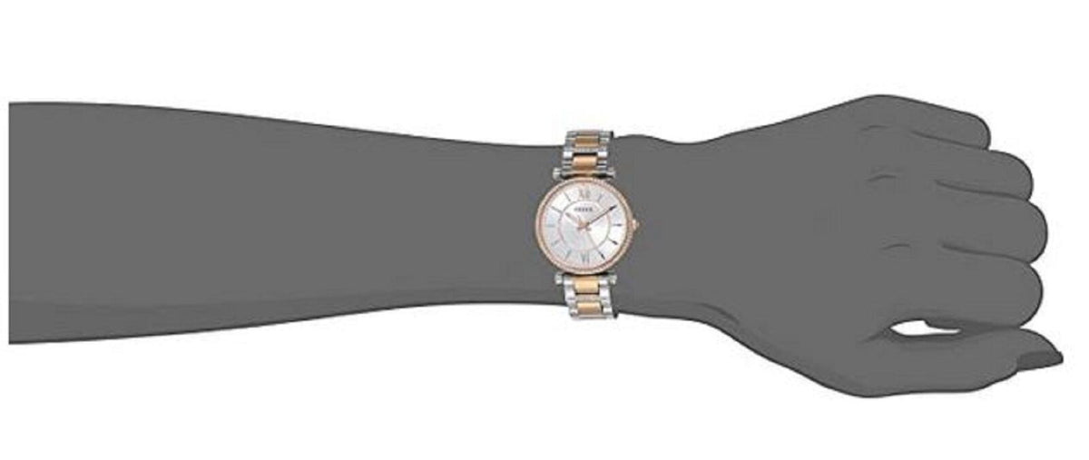  Shop Authentic Fossil Carlie Silver Dial Two Tone Steel Strap Watch for Women - ES4342 - Luxxuri