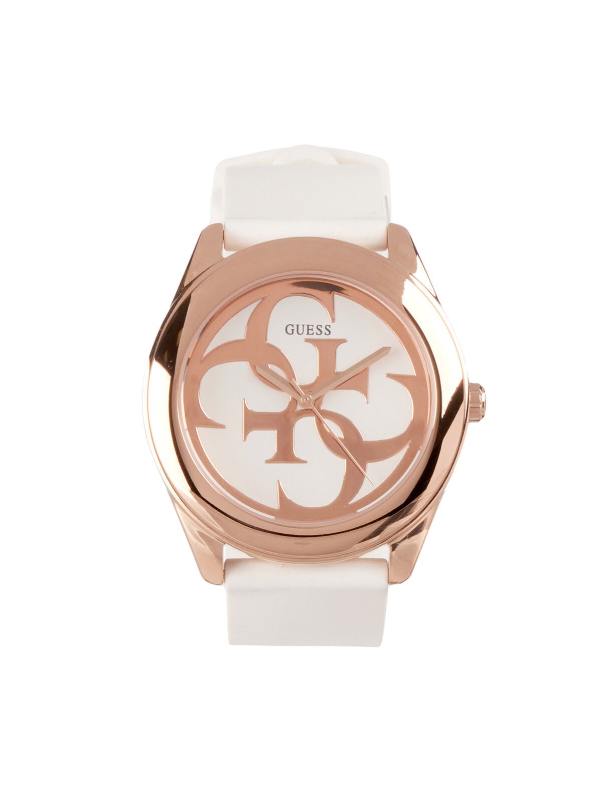  Shop Authentic Guess G Twist White & Gold Dial White Silicone Strap Watch For Women - W0911L5 - Luxxuri