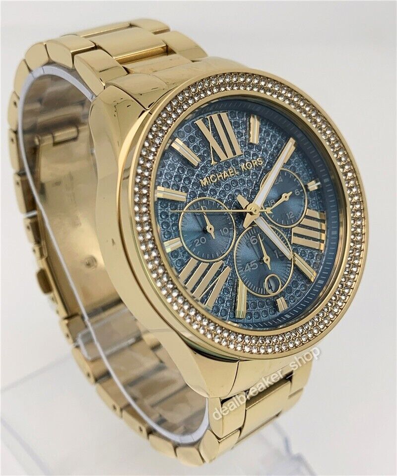  Shop Authentic Michael Kors Wren Diamonds Blue Dial Gold Steel Strap Watch for Women - MK6291 - Luxxuri