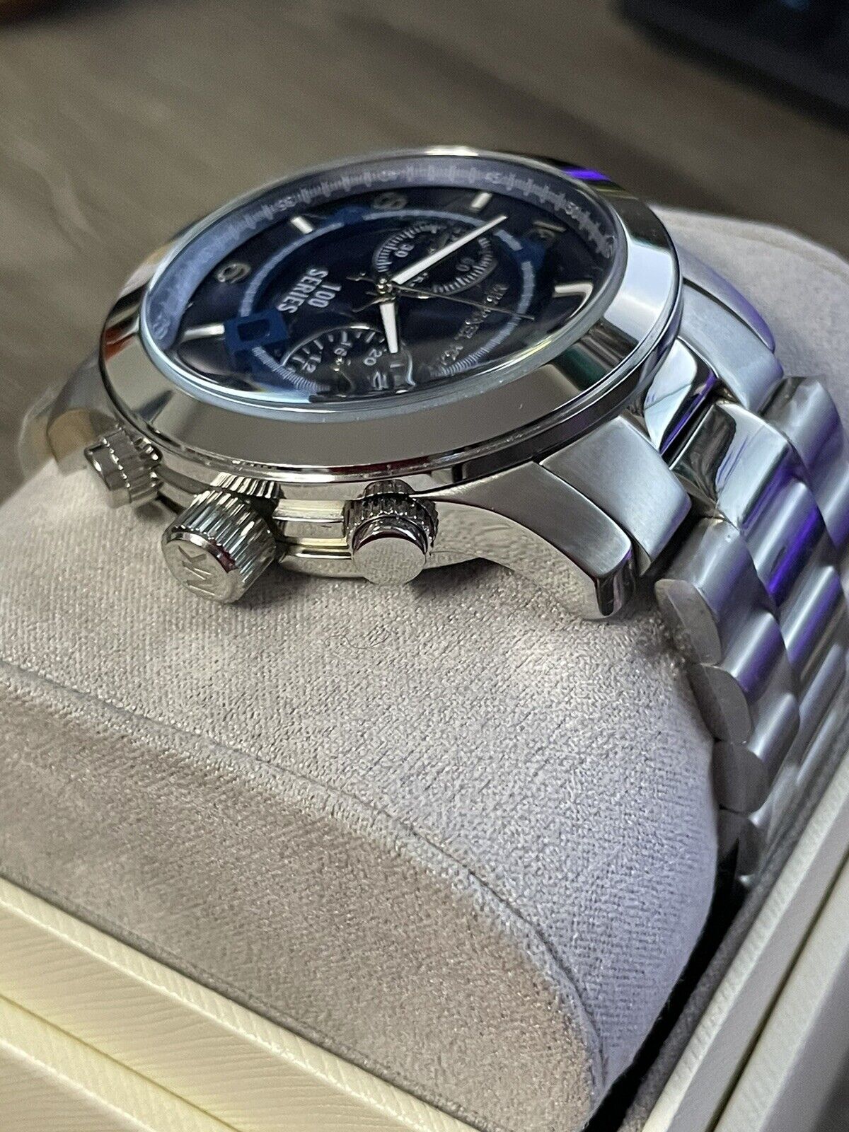  Shop Authentic Michael Kors Stop Hunger Chronograph Blue Dial Silver Steel Strap Watch for Men - MK8314 - Luxxuri