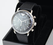  Shop Authentic Emporio Armani Aviator Chronograph Black Dial Black Leather Strap Watch For Men - AR11143 - Luxxuri