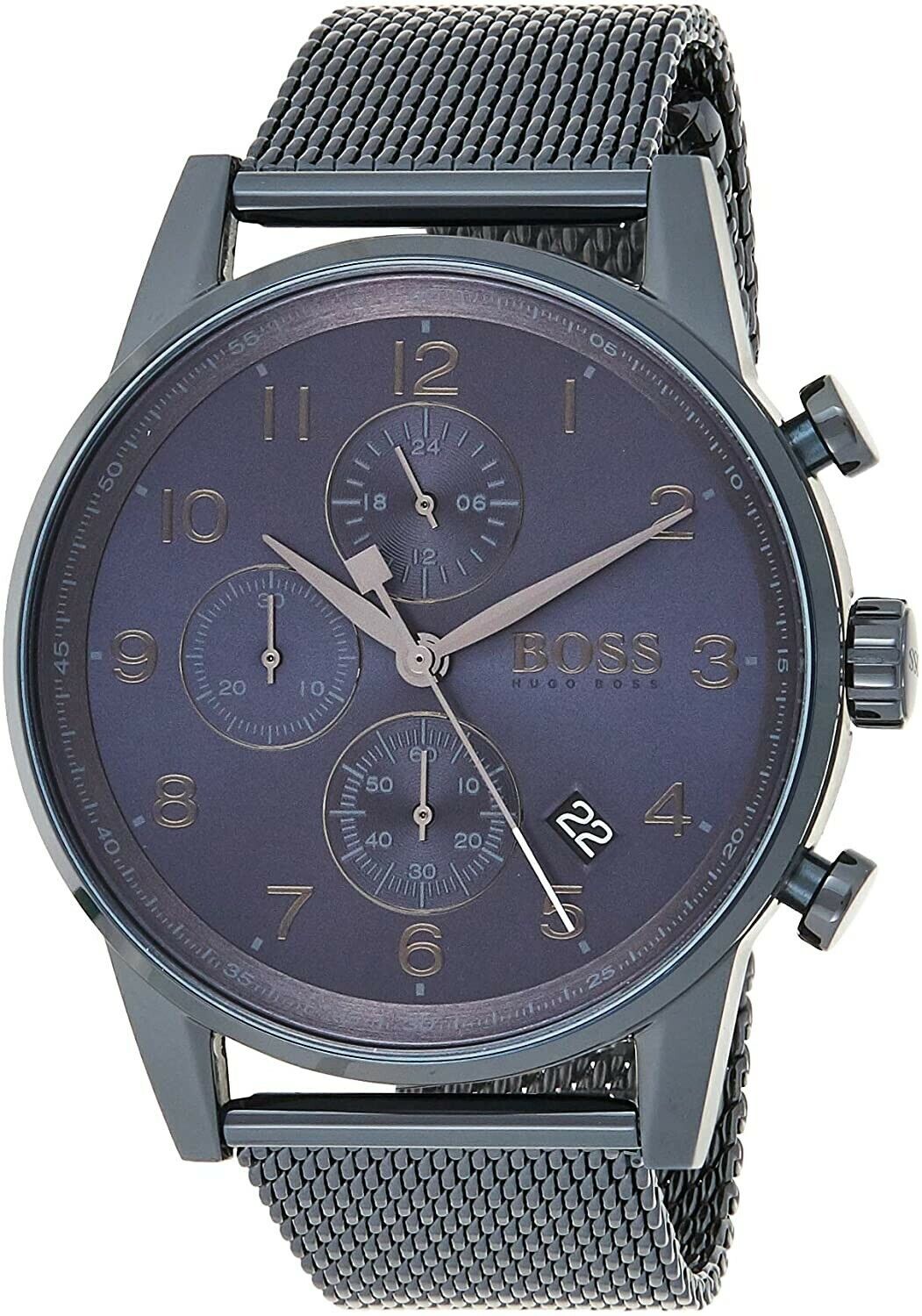  Shop Authentic Hugo Boss Navigator Chronograph Blue Dial Blue Mesh Bracelet Watch for Men - 1513538 - Luxxuri