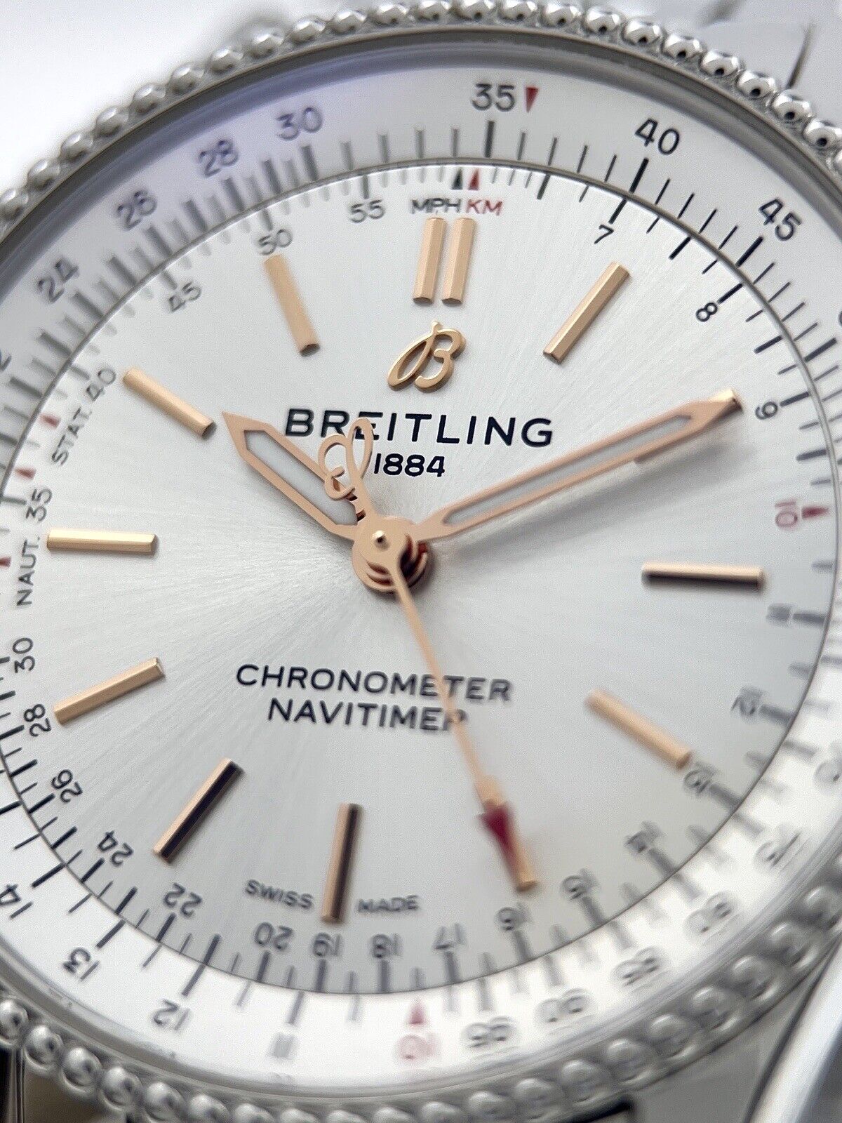  Shop Authentic Breitling Navitimer Automatic 35 White Dial Silver Steel Strap Watch for Men - A17395F41G1A1 - Luxxuri