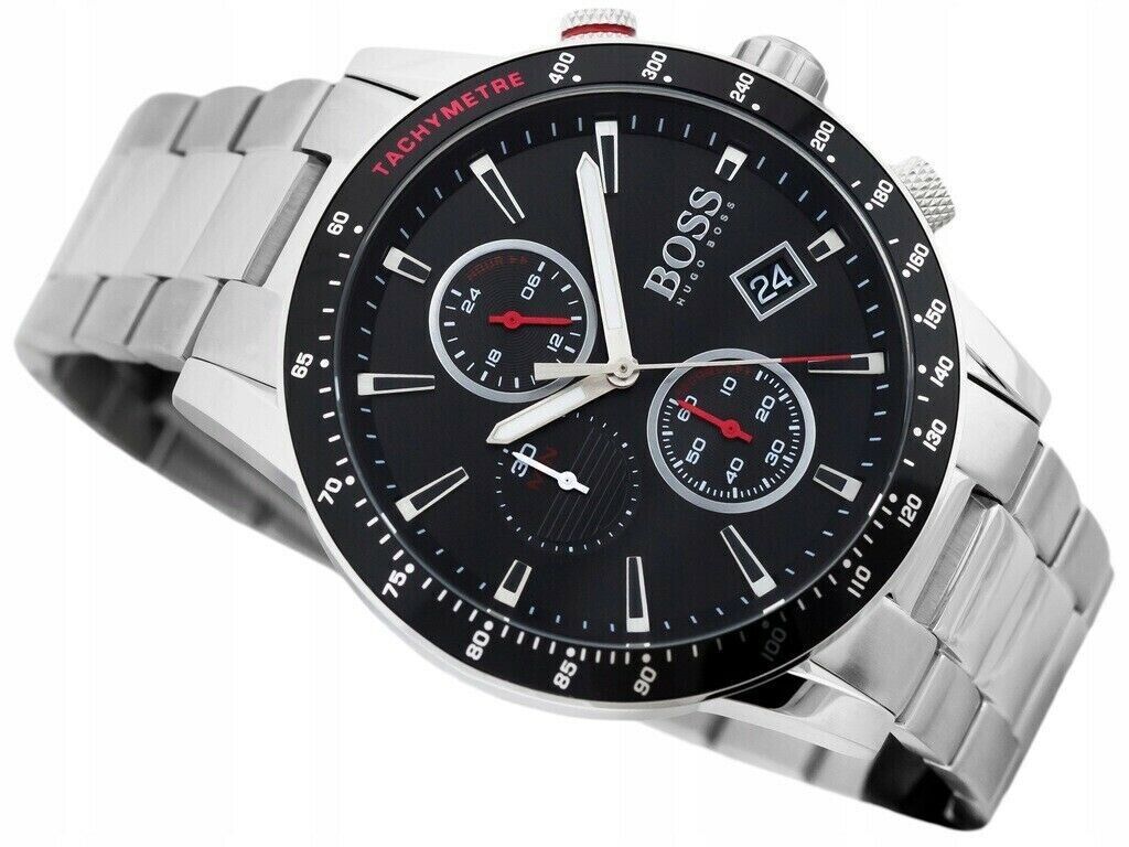  Shop Authentic Hugo Boss Rafale Chronograph Black Dial Silver Steel Strap Watch for Men - 1513509 - Luxxuri