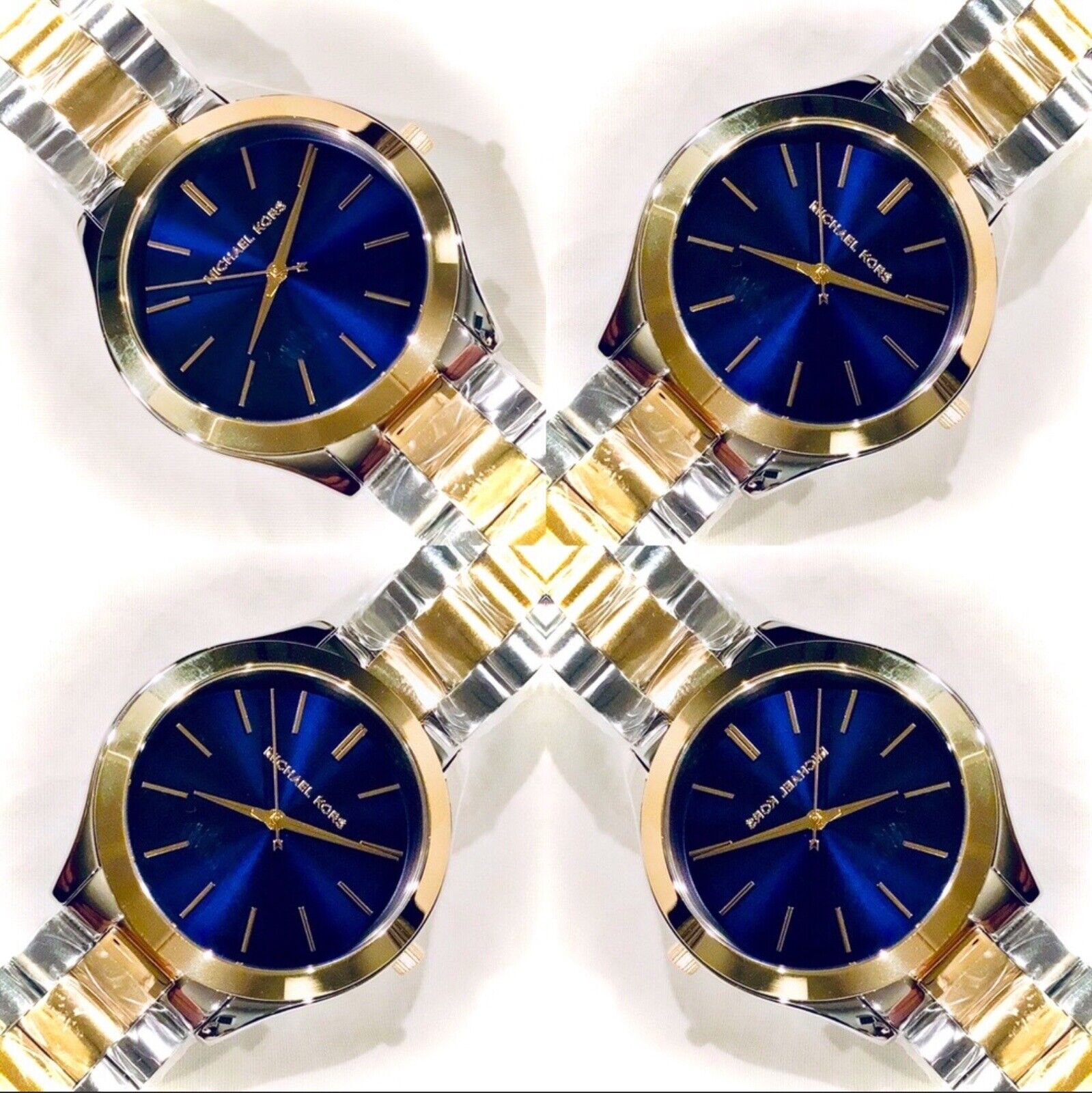  Shop Authentic Michael Kors Slim Runway Blue Dial Two Tone Steel Strap Watch for Women - MK3479 - Luxxuri