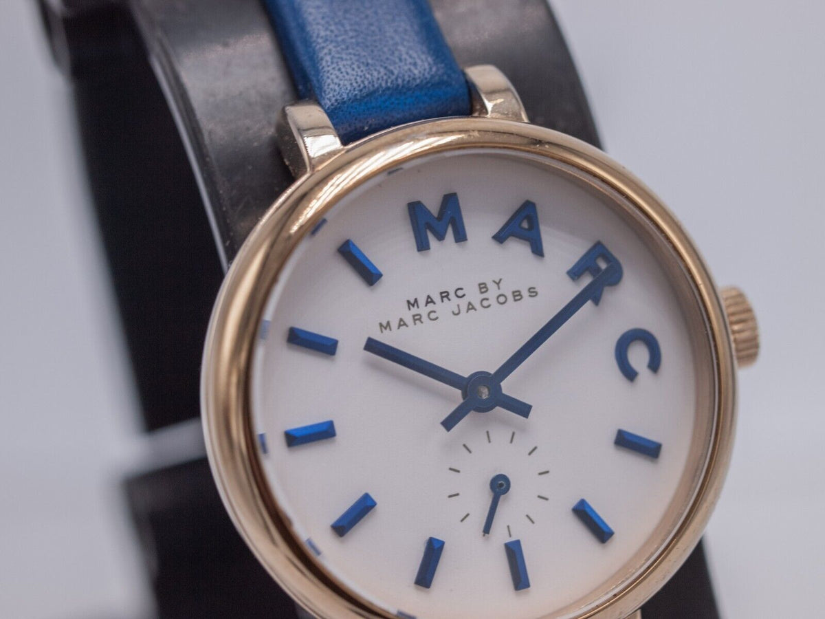  Shop Authentic Marc Jacobs Sally White Dial Blue Leather Strap Watch for Women - MBM1354 - Luxxuri