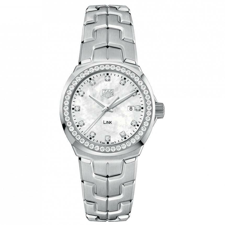  Shop Authentic Tag Heuer Link Quartz Diamonds Mother of Pearl Dial Silver Steel Strap Watch for Women - WBC1316.BA0600 - Luxxuri
