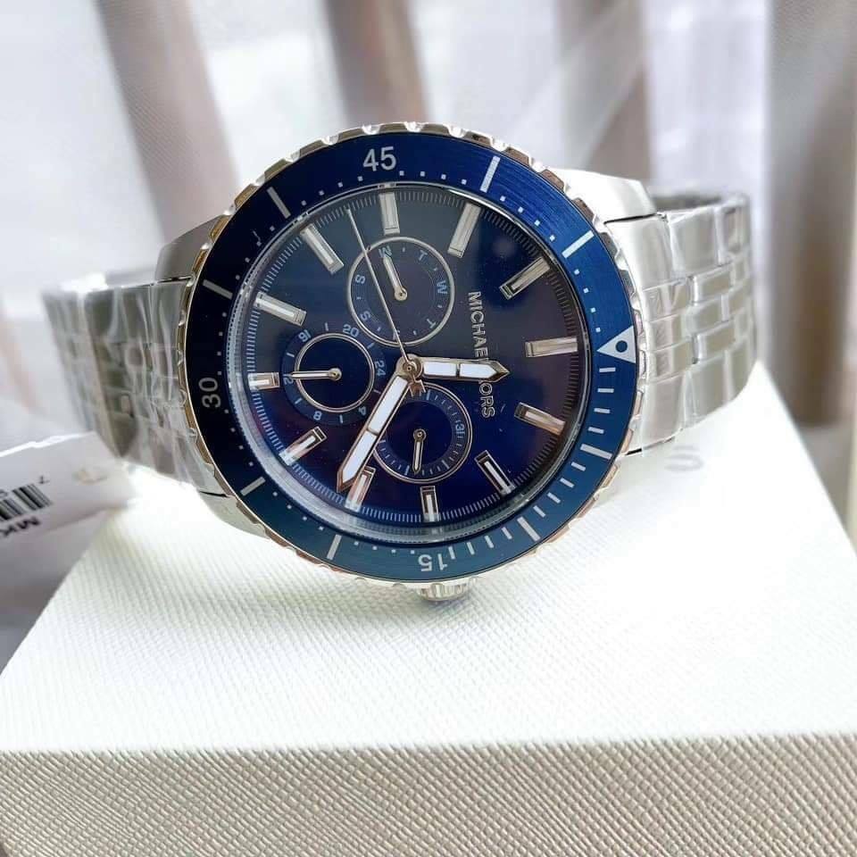  Shop Authentic Michael Kors Cunningham Multifunction Blue Dial Silver Steel Strap Watch For Men - MK7153 - Luxxuri