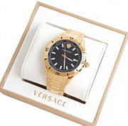  Shop Authentic Versace Hellenyium Quartz Black Dial Gold Steel Strap Watch For Men - VE3A00820 - Luxxuri