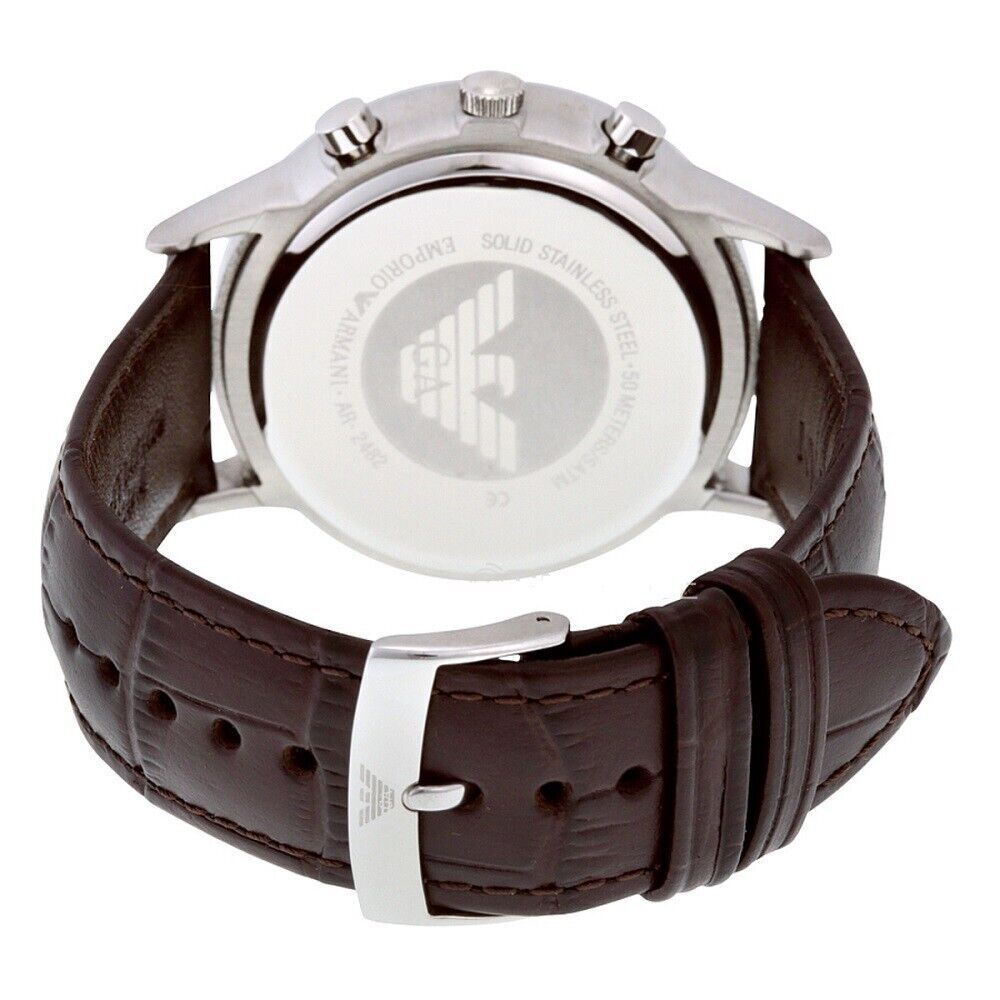  Shop Authentic Emporio Armani Renato Chronograph Black Dial Brown Leather Strap Watch For Men - AR2482 - Luxxuri