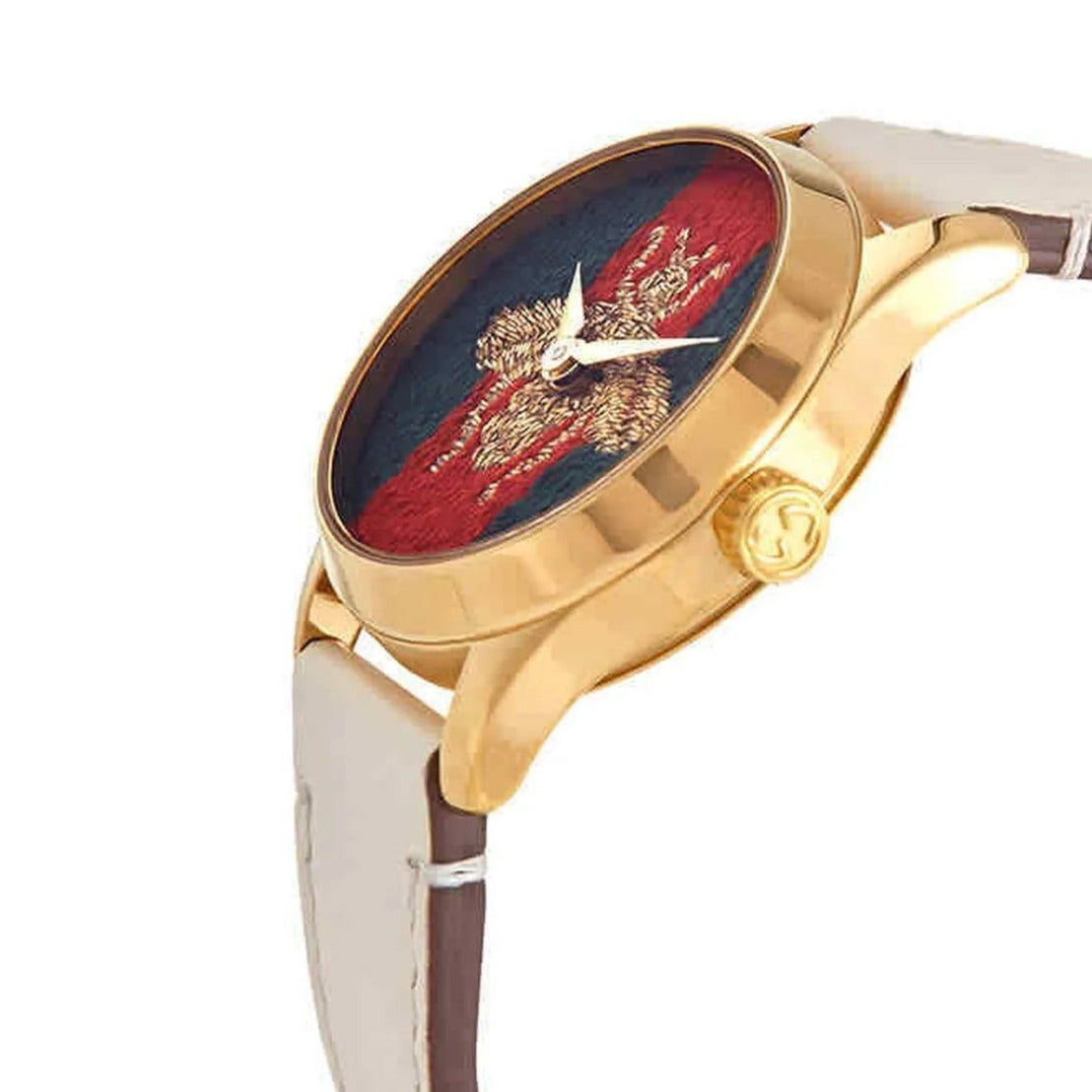  Shop Authentic Gucci G Timeless Quartz Red & Green Dial Beige Leather Strap Watch For Women - YA1265009 - Luxxuri
