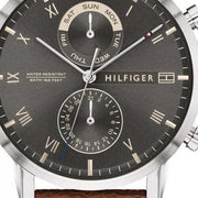  Shop Authentic Tommy Hilfiger Kane Grey Dial Brown Leather Strap Watch for Men - 1710398 - Luxxuri