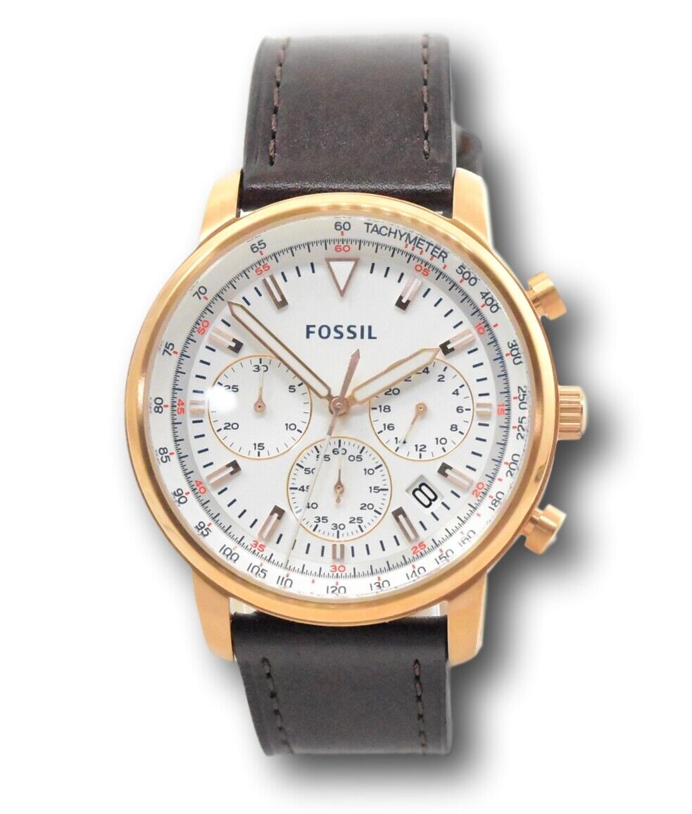  Shop Authentic Fossil Goodwin Chronograph White Dial Brown Leather Strap Watch for Men - FS5415 - Luxxuri
