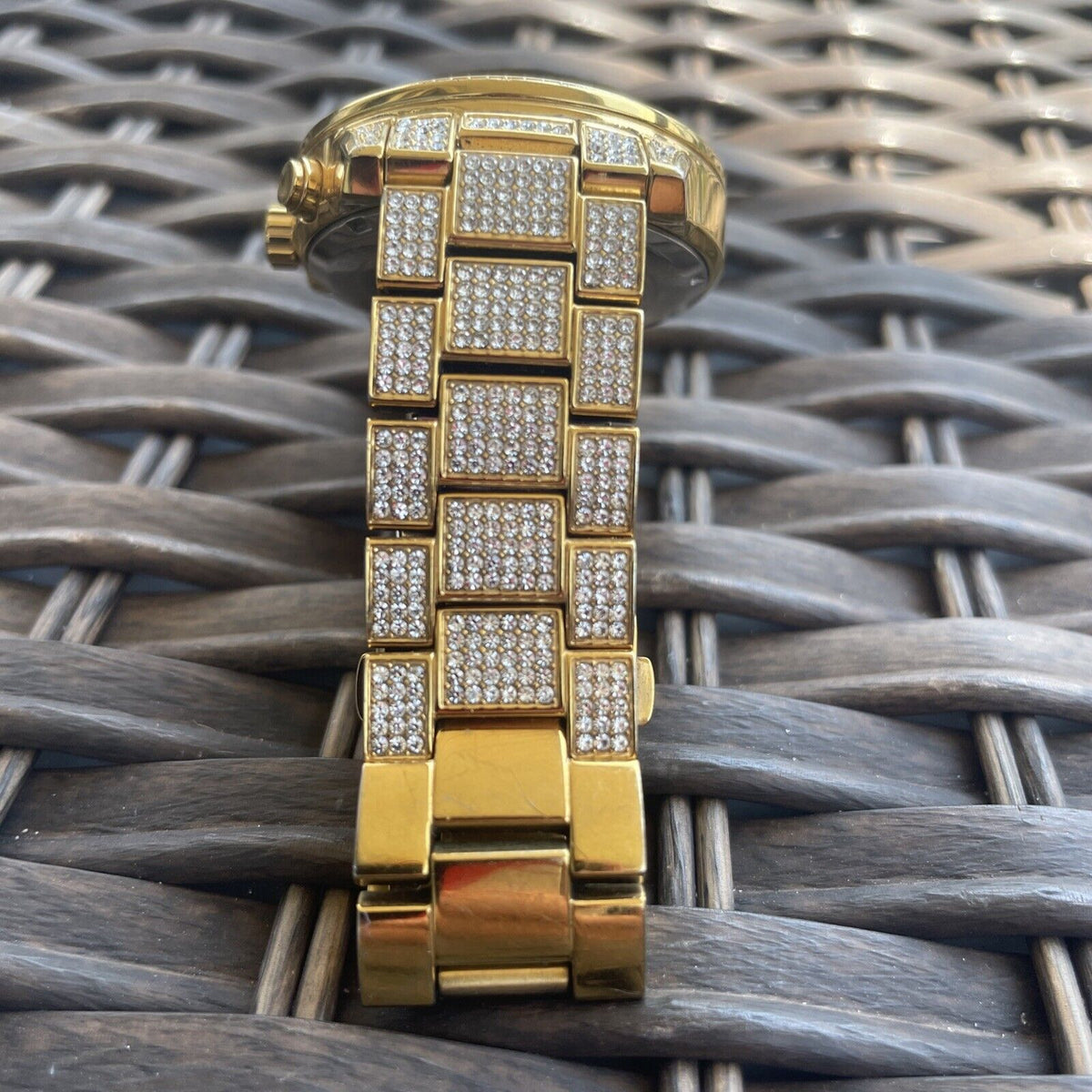  Shop Authentic Michael Kors Ritz Three-Hand Glitz Crystals Gold Dial Gold Steel Strap Watch for Women - MK6747 - Luxxuri