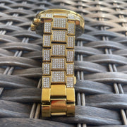  Shop Authentic Michael Kors Ritz Three-Hand Glitz Crystals Gold Dial Gold Steel Strap Watch for Women - MK6747 - Luxxuri