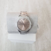  Shop Authentic Michael Kors Layton Three Hand Pink Dial Silver Steel Strap Watch For Women - MK7298 - Luxxuri