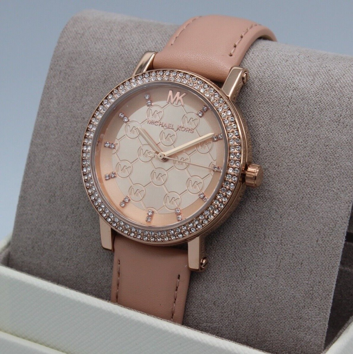  Shop Authentic Michael Kors Corey Analog Rose Gold Dial Pink Leather Strap Watch For Women - MK2987 - Luxxuri
