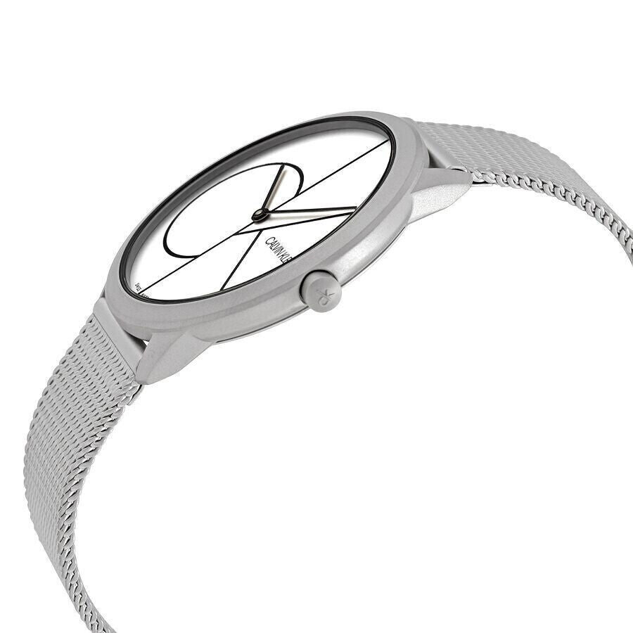  Shop Authentic Calvin Klein Minimal White Dial Silver Mesh Bracelet Watch for Men - K3M5115X - Luxxuri
