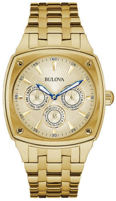  Shop Authentic Bulova Multifunction White Dial Gold Steel Strap Watch for Men - 97C105 - Luxxuri