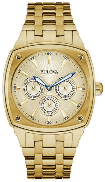  Shop Authentic Bulova Multifunction White Dial Gold Steel Strap Watch for Men - 97C105 - Luxxuri