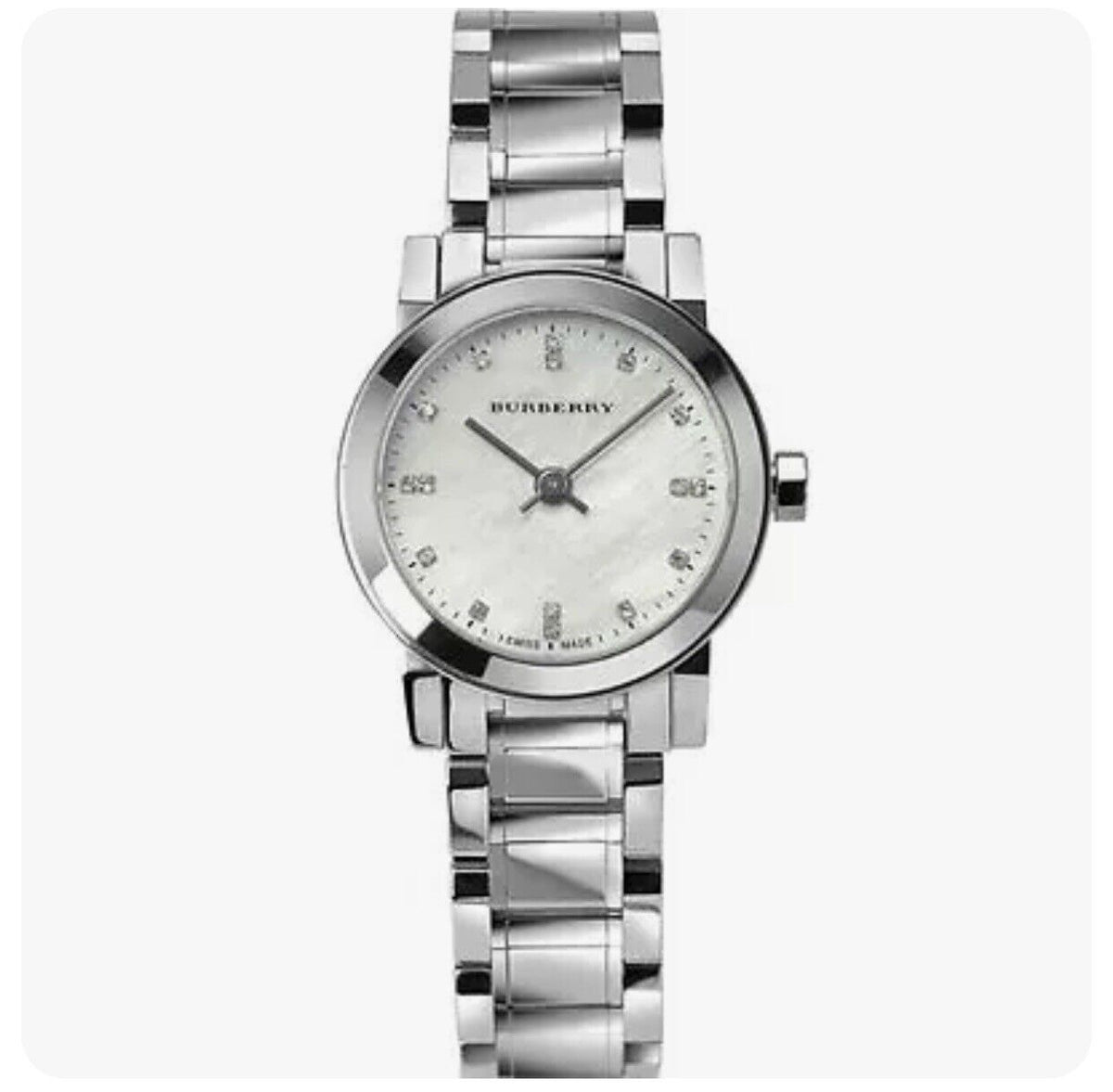  Shop Authentic Burberry The City Diamonds Mother of Pearl Dial Silver Steel Strap Watch for Women - BU9224 - Luxxuri
