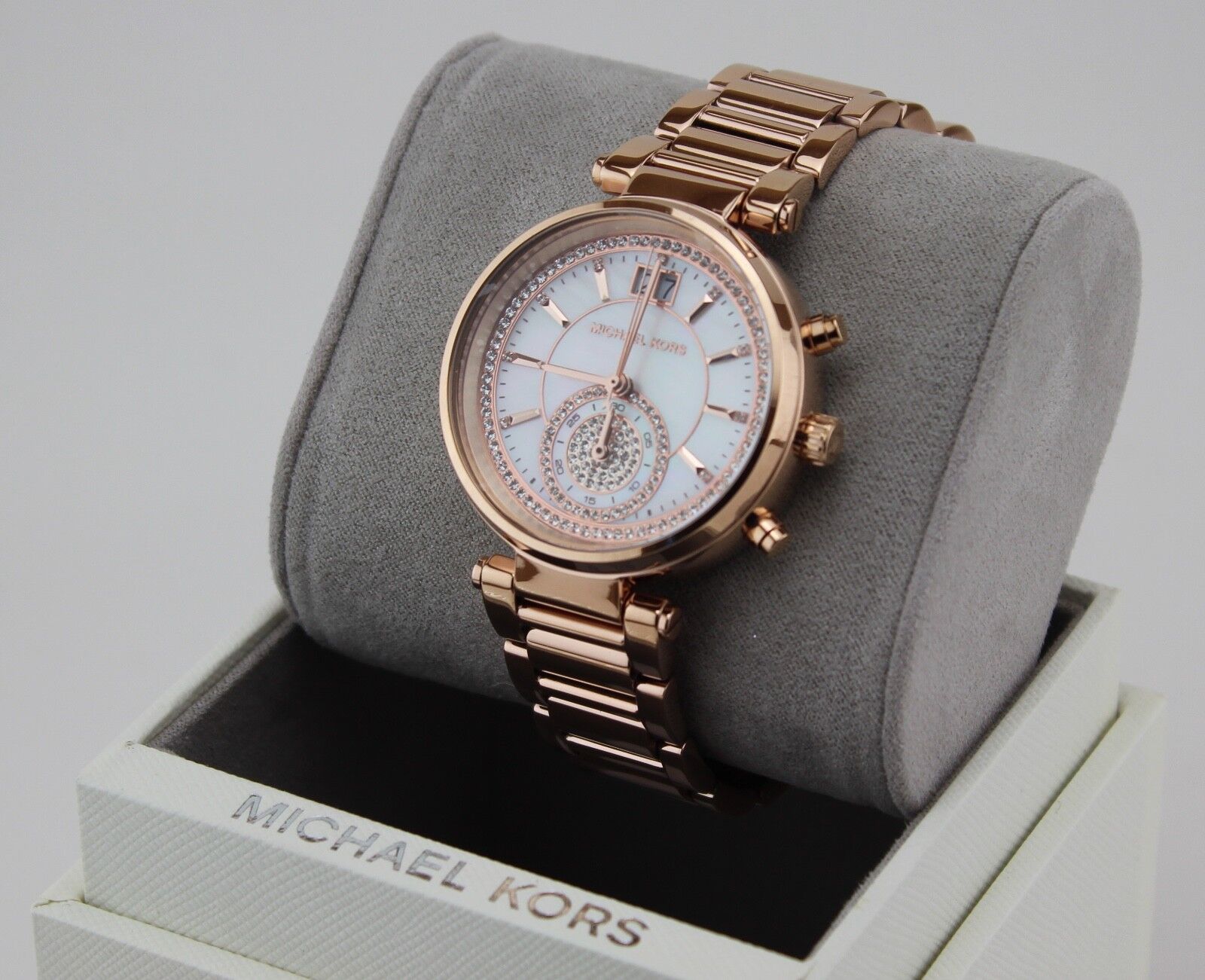  Shop Authentic Michael Kors Sawyer Mother of Pearl White Dial Rose Gold Steel Strap Watch for Women - MK6282 - Luxxuri