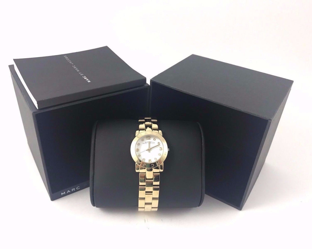  Shop Authentic Marc Jacobs Mini Amy White Dial Gold Steel Strap Watch for Women - MBM3057 - Luxxuri