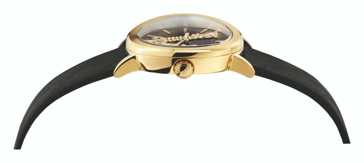  Shop Authentic Versace Virtus Quartz Black Dial Black Leather Strap Watch for Women - VEHC00119 - Luxxuri