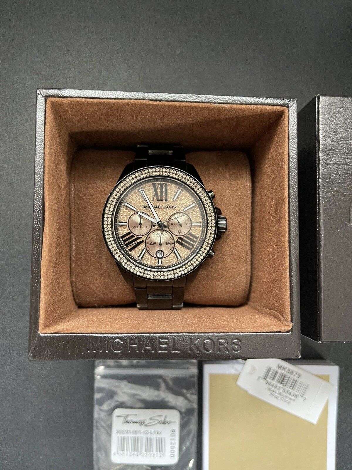  Shop Authentic Michael Kors Wren Chronograph Gold Diamonds Dial Black Steel Strap Watch for Women - MK5879 - Luxxuri